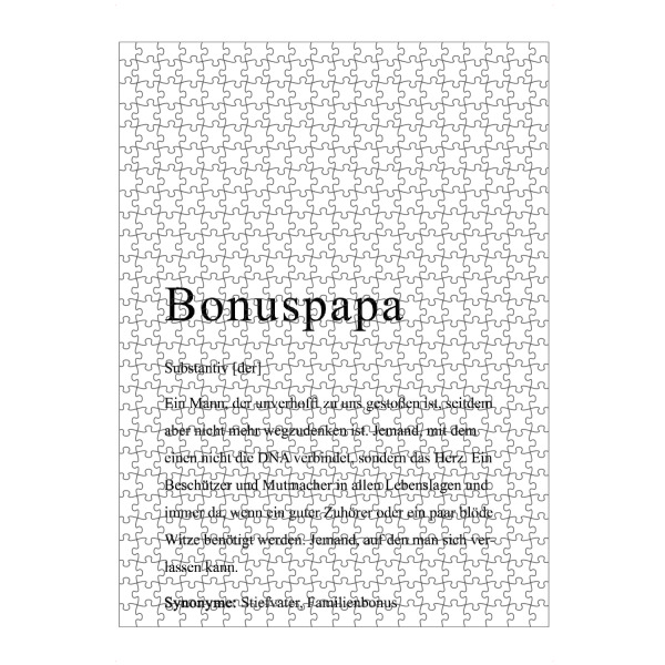 artboxONE Puzzle "Bonuspapa" artboxONE - Typografie,Für Papa - Bonuspapa,Papa,Vater,Vatertag,Definition,Typo,Typografie,Minimalistisch,Schwarzweiß