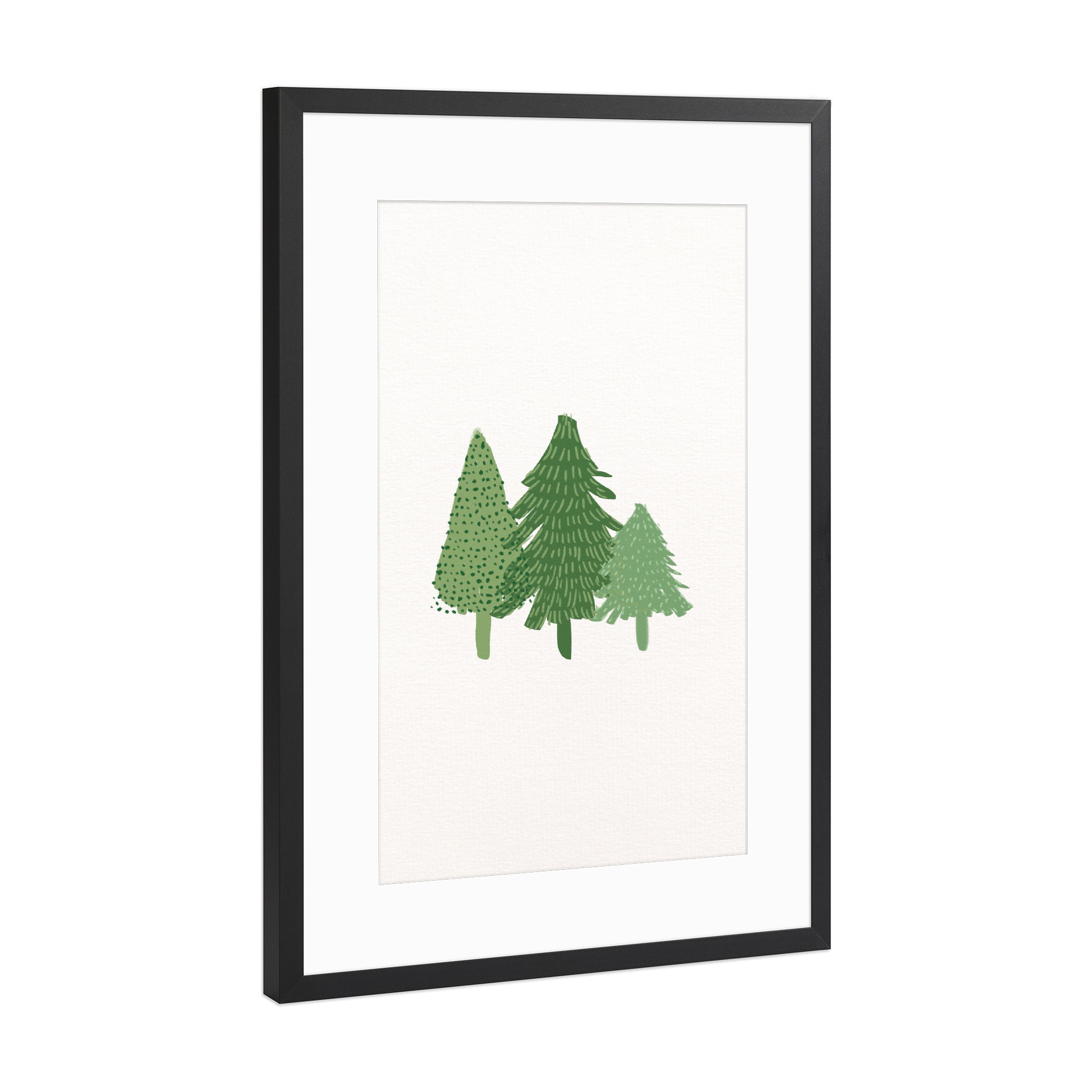 Poster mit Rahmen Schwarz (Metallic) "3 Tännchen" artboxONE - Natur,Weihnachten - Tännchen,Weihnachten,Fest,Weihnachtsbäume,Grün,Natur,Wald,Bäume