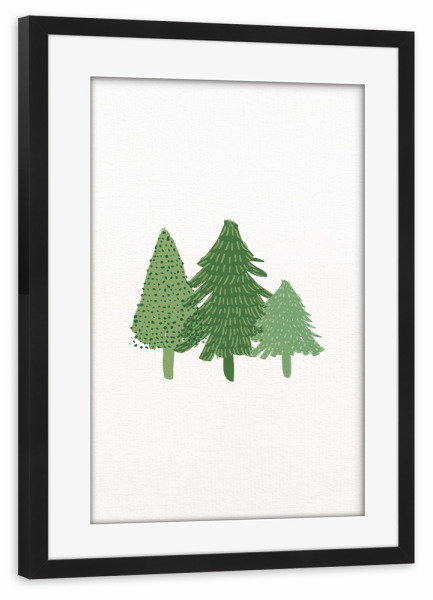Poster mit Rahmen schwarz "3 Tännchen" artboxONE - Natur,Weihnachten - Tännchen,Weihnachten,Fest,Weihnachtsbäume,Grün,Natur,Wald,Bäume