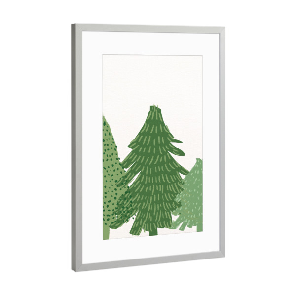 Poster mit Rahmen Silber "Weihnachtsbäumchen" artboxONE - Natur,Weihnachten - Weihnachten,Typo,Typografie,Tannen,Weihnachtsbäume,Bäume,Wald,Natur