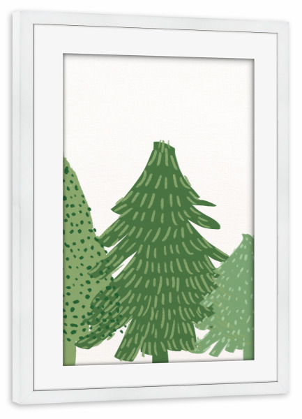 Poster mit Rahmen weiß "Weihnachtsbäumchen" artboxONE - Natur,Weihnachten - Weihnachten,Typo,Typografie,Tannen,Weihnachtsbäume,Bäume,Wald,Natur