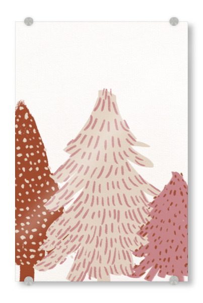 Acrylglasbild "Bunte Tännchen" artboxONE - Natur,Weihnachten - Weihnachten,Typo,Typografie,Tannen,Weihnachtsbäume,Bäume,Wald,Natur