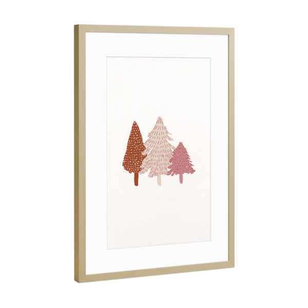 Poster mit Rahmen Gold "Bunte Tannen" artboxONE - Natur - Tannen,Bunt,Bäume,Wald,Weihnachten,Feier,Fest,Frohe,Fröhliche