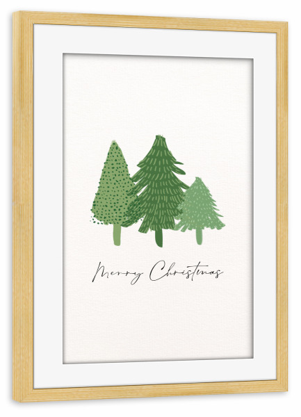 Poster mit Rahmen kiefer "Drei Tännchen - Merry Christmas" artboxONE - Typografie,Natur,Weihnachten