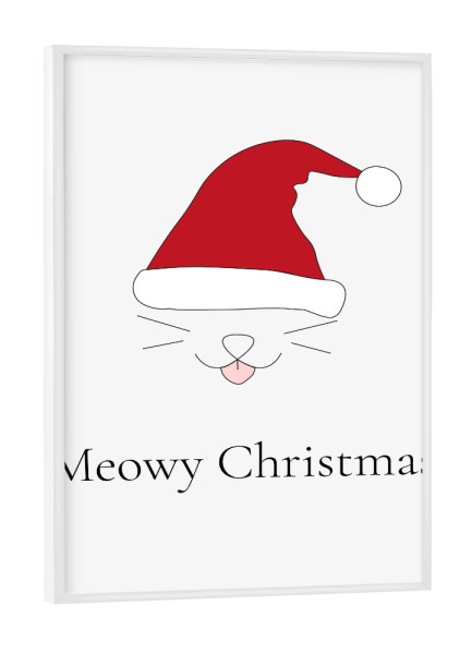 Poster mit weißem Rahmen "Meowy Christmas Katze" artboxONE - Typografie,Tiere,Liebe,Weihnachten,Lustig