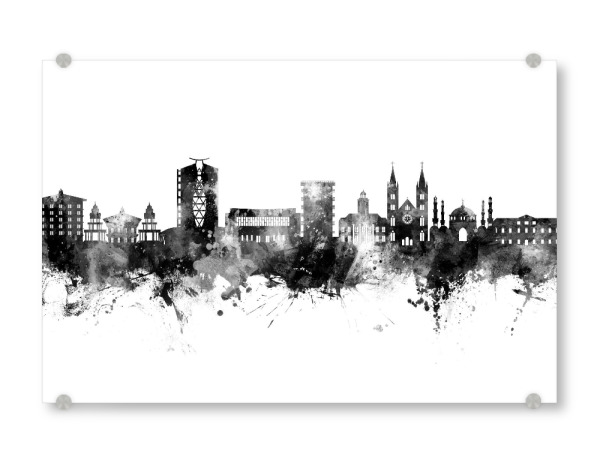 Acrylglasbild "Paramaribo Surinam Skyline Schwarz" artboxONE - Städte - Paramaribo,Suriname,Skyline,Stadtbild,Stadtbild,Aquarell,Malerei