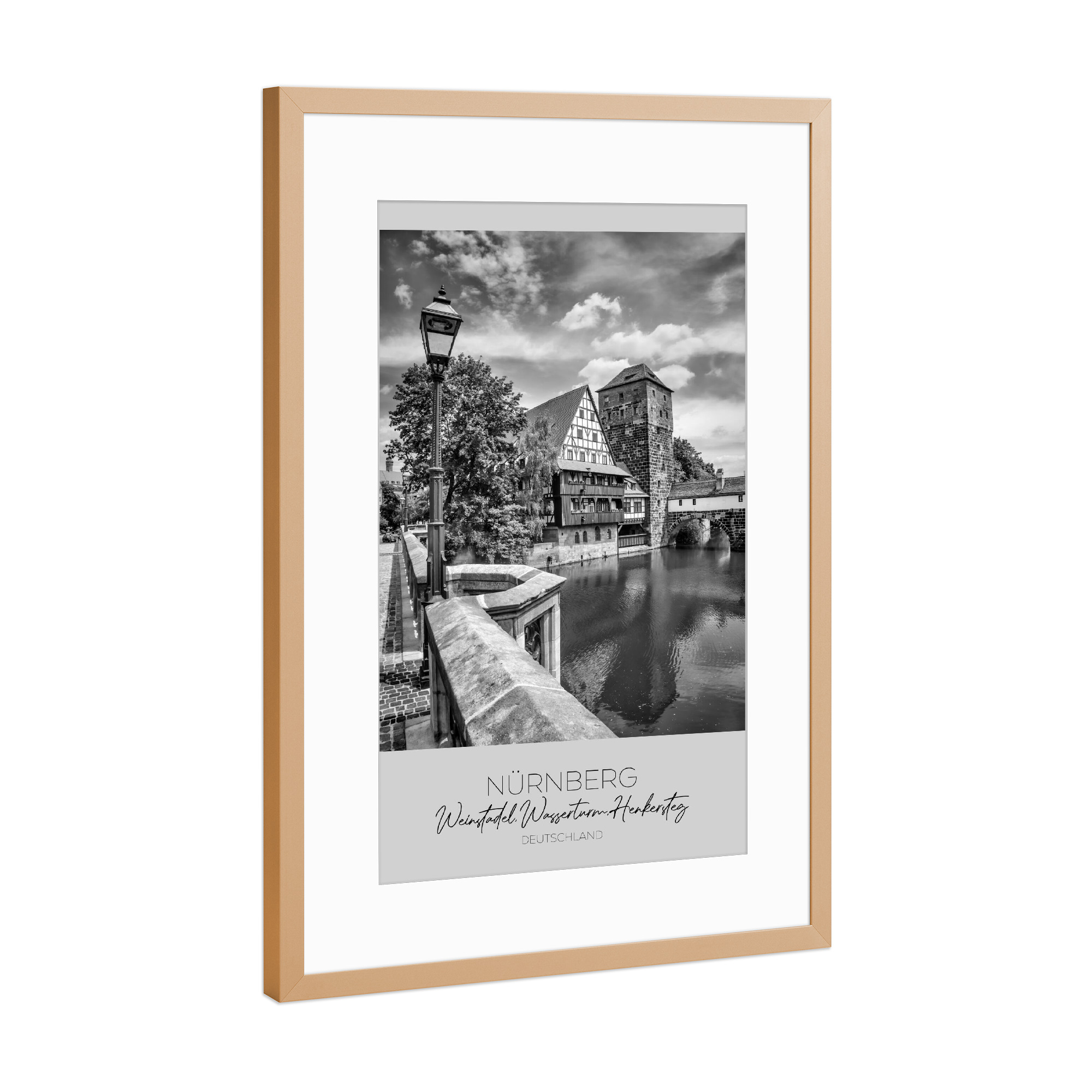 Poster mit Rahmen Kupfer "Im Fokus: NÜRNBERG" artboxONE - Schwarzweiß,Architektur,Städte / Weitere