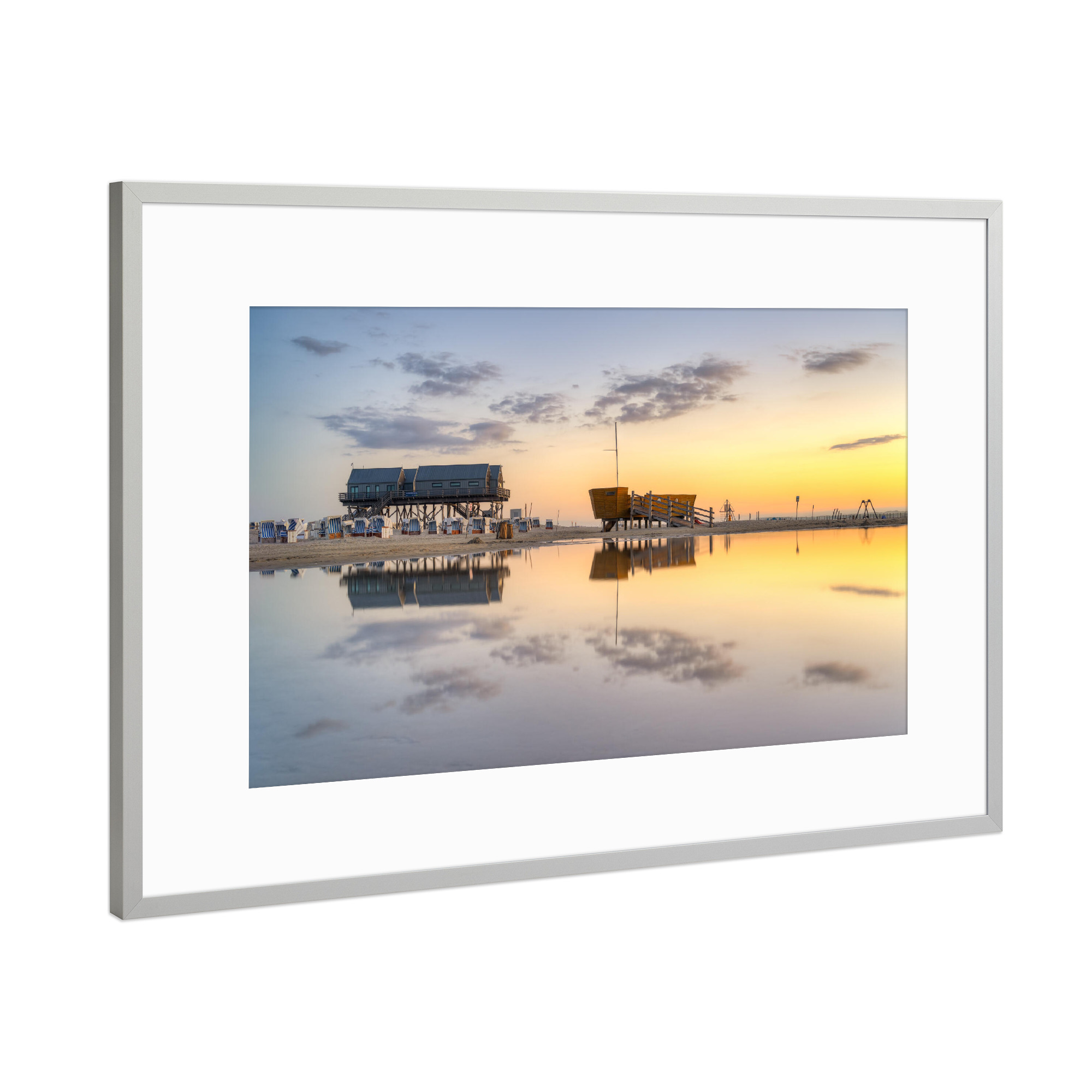 Poster mit Rahmen Silber "Am Strand von St. Peter-Ording" artboxONE - Natur,Reise,Architektur,Reise / Strand und Meer