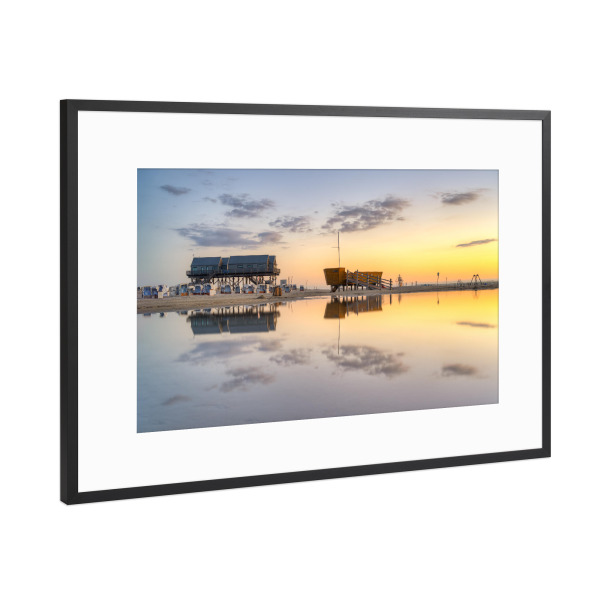 Poster mit Rahmen Schwarz (Metallic) "Am Strand von St. Peter-Ording" artboxONE - Natur,Reise,Architektur,Reise / Strand und Meer