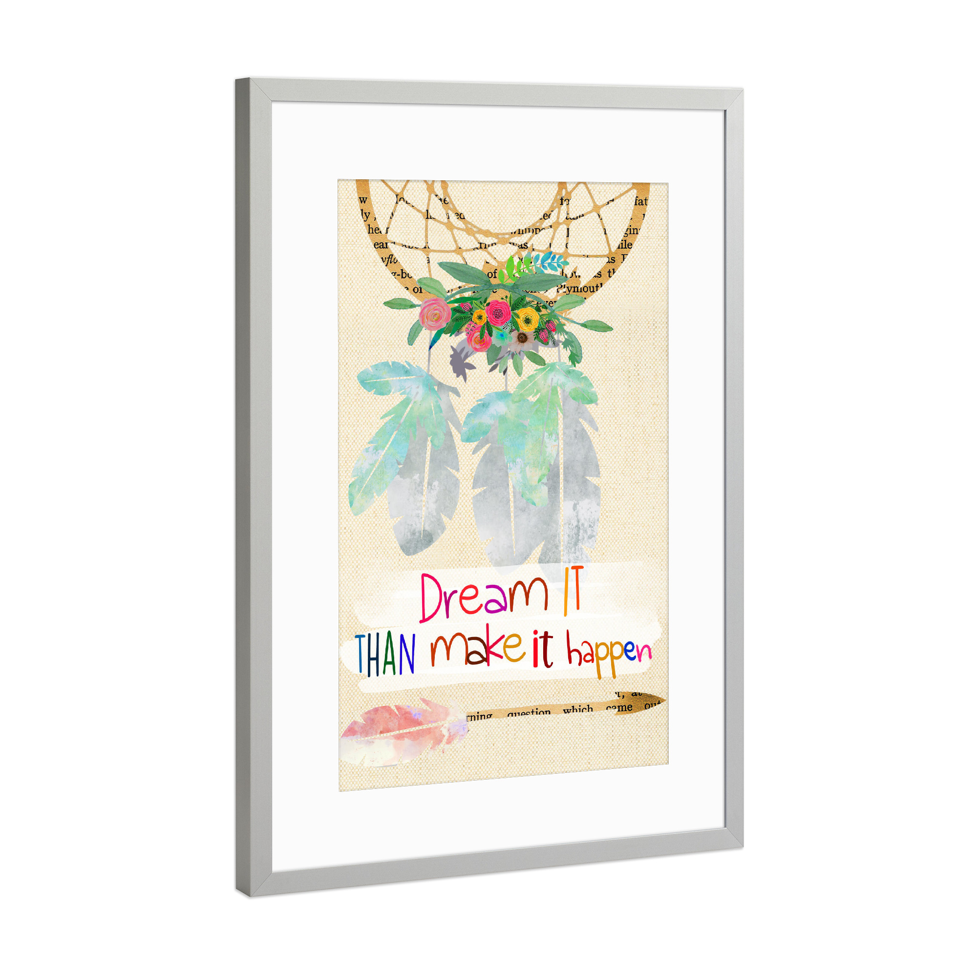 Poster mit Rahmen Silber "Traumfänger" artboxONE - Typografie