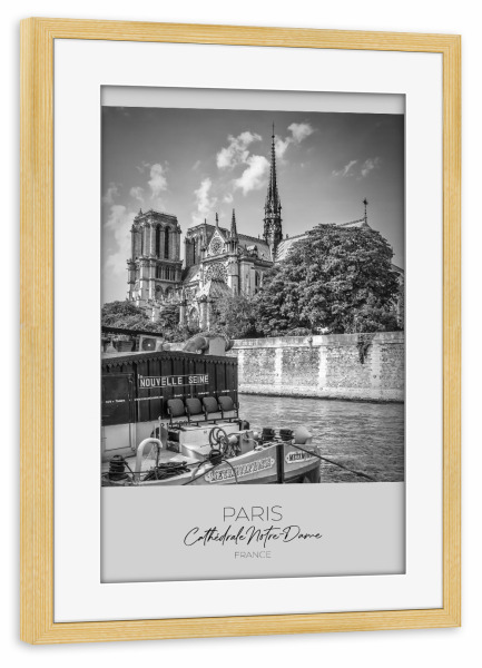 Poster mit Rahmen kiefer "Im Fokus: PARIS Notre-Dame" artboxONE - Schwarzweiß,Architektur,Städte / Paris