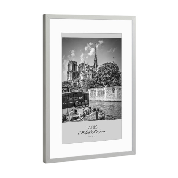 Poster mit Rahmen Silber "Im Fokus: PARIS Notre-Dame" artboxONE - Schwarzweiß,Architektur,Städte / Paris