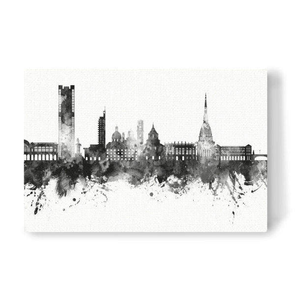 Leinwandbild "Turin Italien Skyline Schwarz" artboxONE - Städte - Turin,Italien,Skyline,Stadtbild,Stadtbild,Aquarell,Malerei