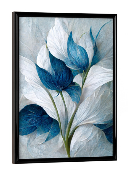Poster mit schwarzem Rahmen "Blaue und weiße Blumen" artboxONE - Natur,Floral