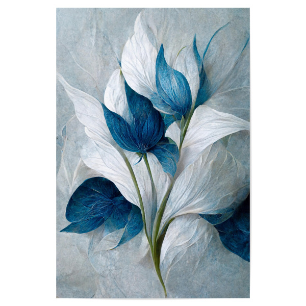 Poster 30x20 cm "Blaue und weiße Blumen" artboxONE - Natur,Floral - Blume,Blumen,Blumenbilder,Digital,Blumen,Blumenstrauß,Schön,Floral,Naturliebhaber