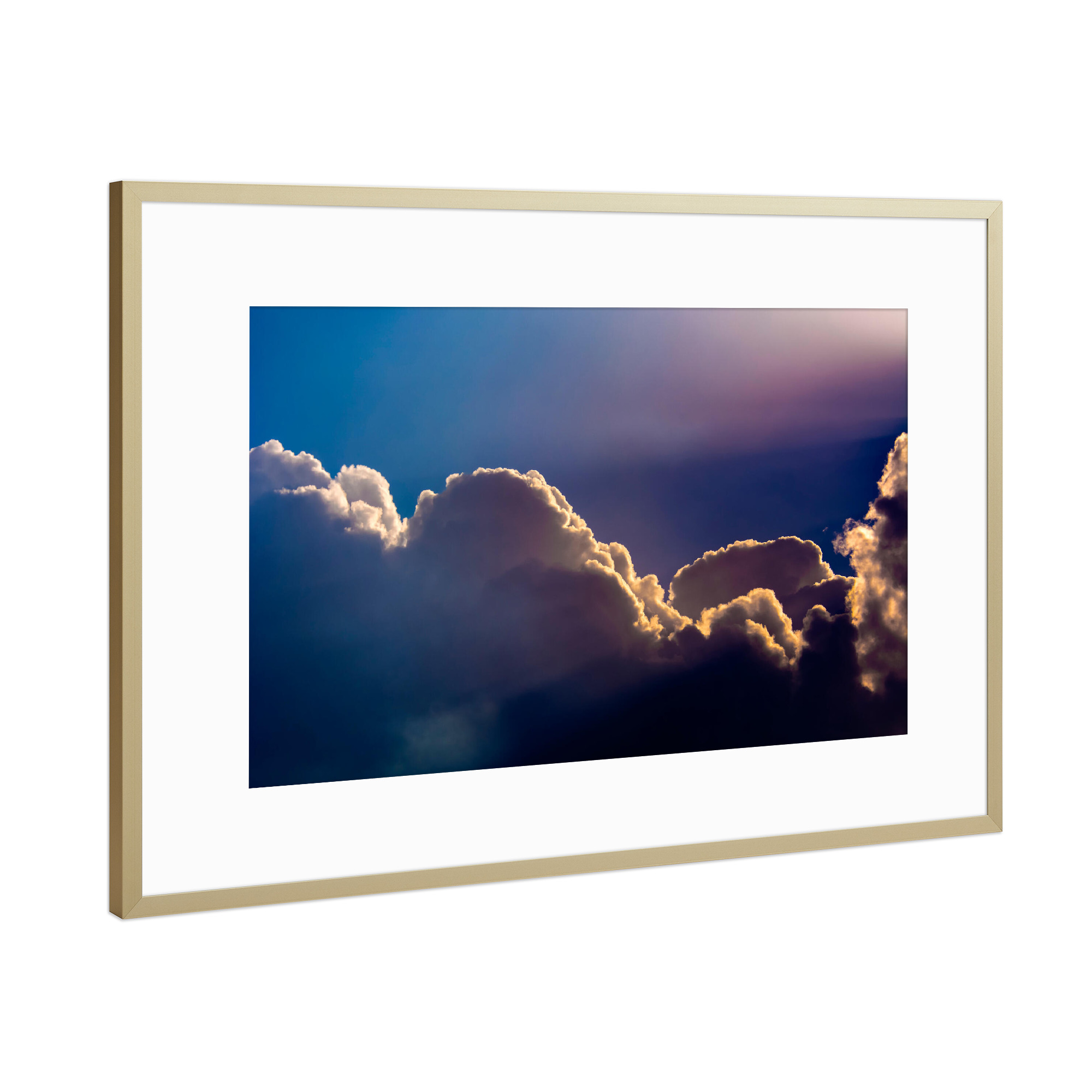 Poster mit Rahmen Gold "Der Morgen ist angebrochen" artboxONE - Natur