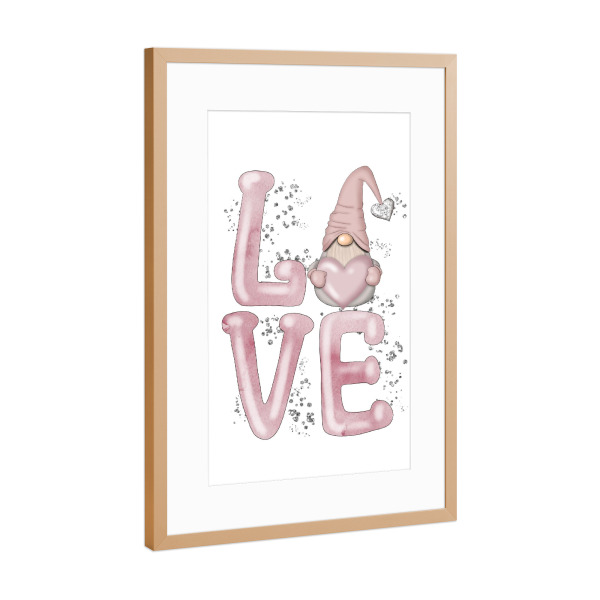 Poster mit Rahmen Kupfer "Wichtel und Liebesherz | Valentin" artboxONE - Fashion,Buchstaben,Festivals,Lustig