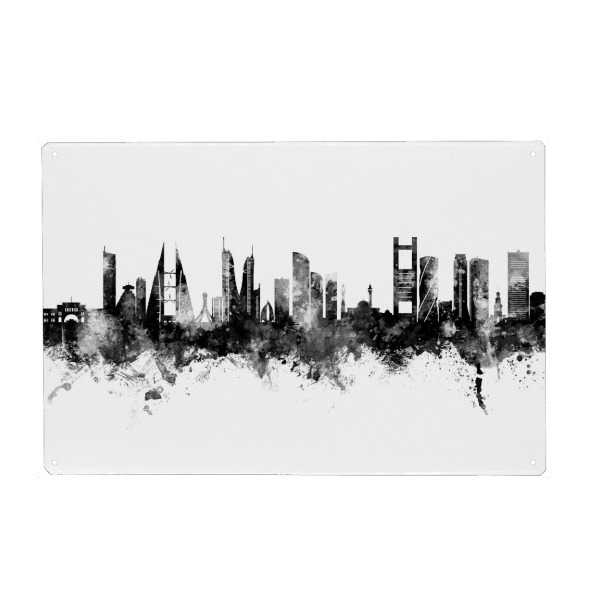 Holzbild "Manama Bahrain Skyline Schwarz" artboxONE - Städte - Manama,Bahrain,Skyline,Stadtbild,Stadtbild,Aquarell,Malerei