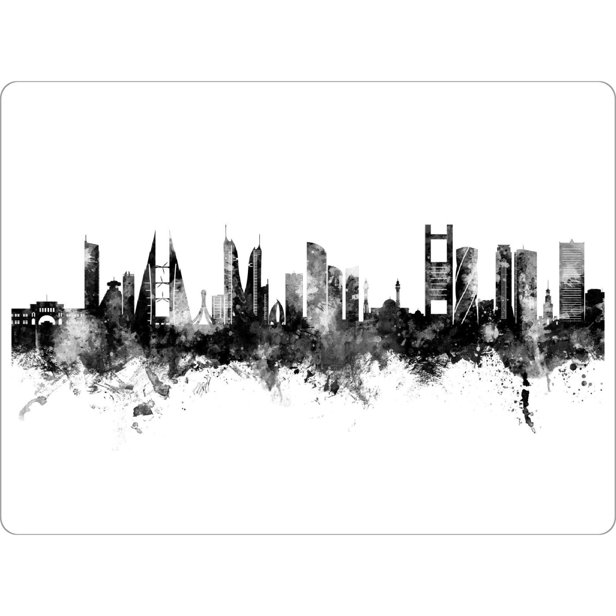 Tischset "Manama Bahrain Skyline Schwarz" artboxONE - Städte - Manama,Bahrain,Skyline,Stadtbild,Stadtbild,Aquarell,Malerei - Bild manama