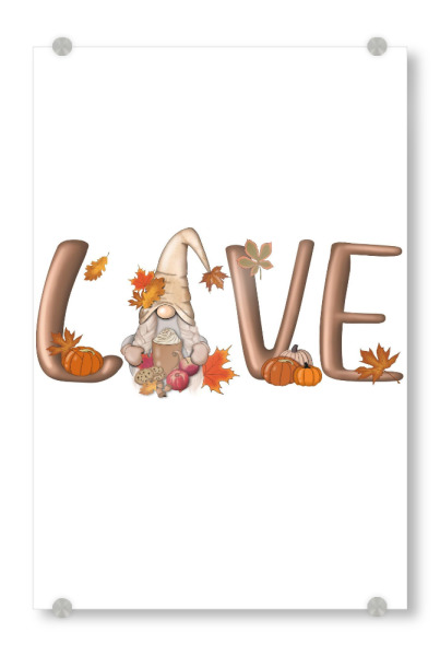 Acrylglasbild "Garden Gnome | Hello Autumn" artboxONE - Buchstaben,Essen & Trinken / Obst & Gemüse,Festivals,Halloween,Lustig