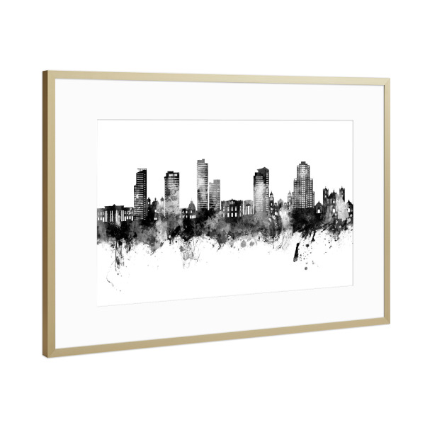 Poster mit Rahmen Gold "Tegucigalpa Skyline Schwarz" artboxONE - Städte - Tegucigalpa,Honduras,Skyline,Stadtbild,Stadtbild,Aquarell,Malerei