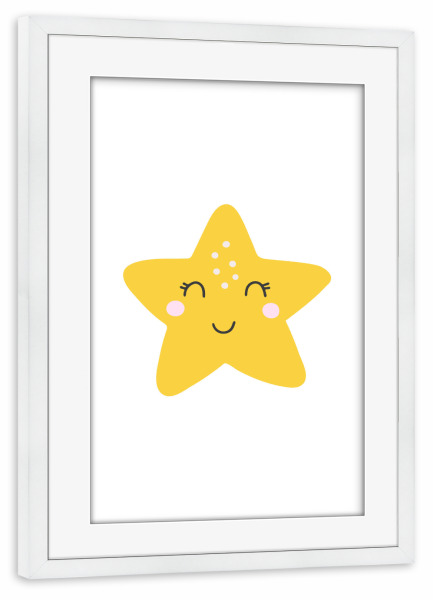 Poster mit Rahmen weiß "Fröhliche Sternenkunst" artboxONE - Für Kinder - Stern,Boho,Babystern,Glücklich,Abstrakt,Druck,Kunst,Kind,Kind,Kind element