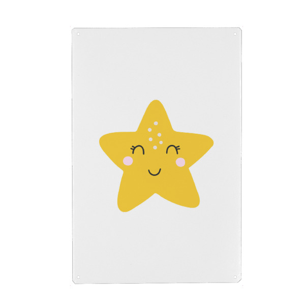 Metall Poster "Fröhliche Sternenkunst" artboxONE - Für Kinder - Stern,Boho,Babystern,Glücklich,Abstrakt,Druck,Kunst,Kind,Kind,Kind element