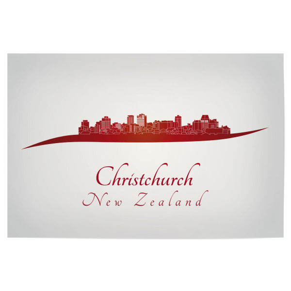 Poster "Christchurch-Skyline in Rot" artboxONE - Städte,Architektur