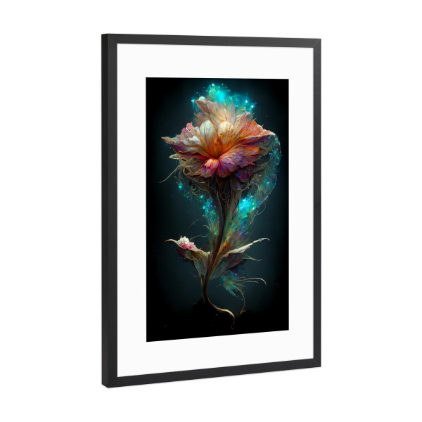 Poster mit Rahmen Schwarz (Metallic) "Funkelnde Blume" artboxONE - Natur,Floral,Abstrakt,Weihnachten,Für Mama