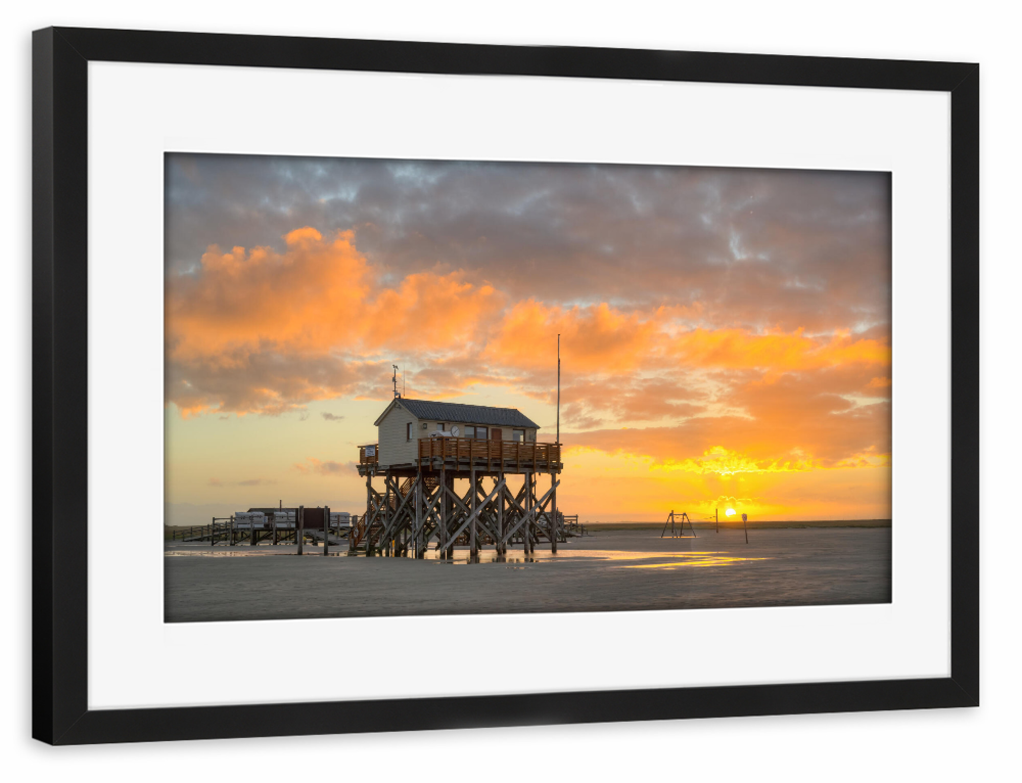Poster mit Rahmen schwarz "St. Peter-Ording Sonnenaufgang" artboxONE - Natur,Reise,Architektur,Reise / Strand und Meer