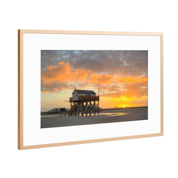 Poster mit Rahmen Kupfer "St. Peter-Ording Sonnenaufgang" artboxONE - Natur,Reise,Architektur,Reise / Strand und Meer