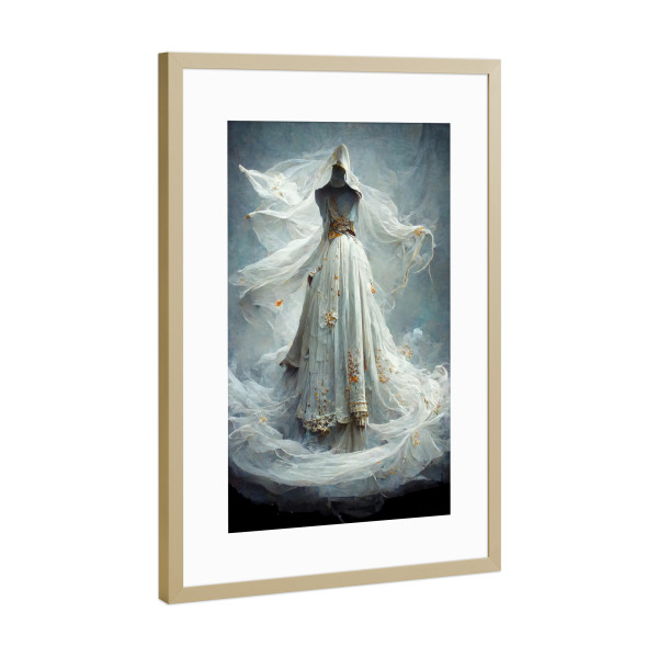 Poster mit Rahmen Gold "Wirbelndes Fantasy-Kleid" artboxONE - Abstrakt,Fashion,Fiktion