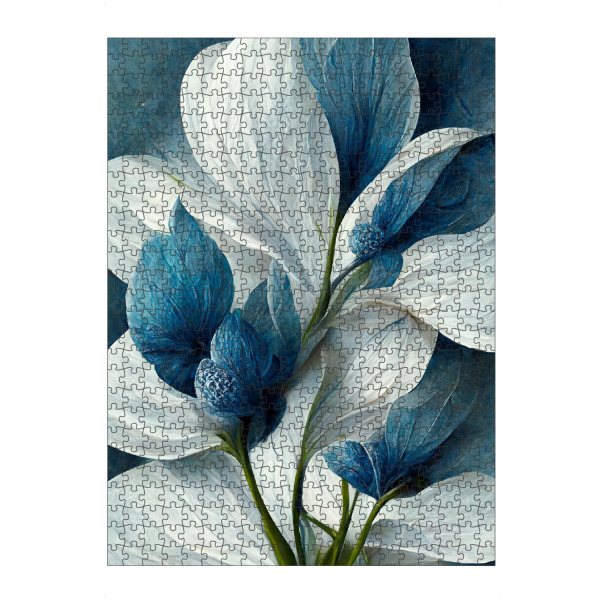 artboxONE Puzzle "Blume in Blau und Weiß" artboxONE - Natur,Floral,Abstrakt