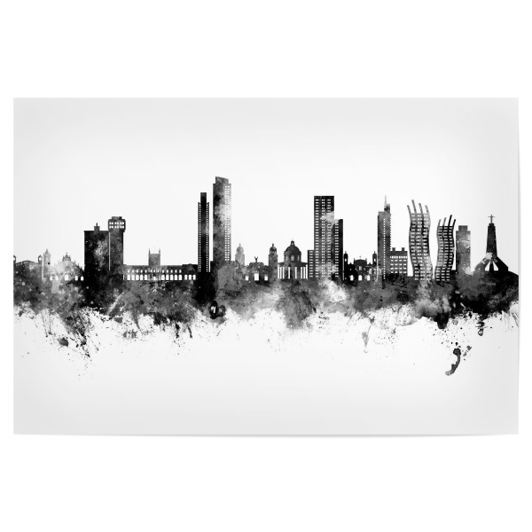 Poster "Asunción Paraguay Skyline Schwarz" artboxONE - Städte - Asunción,Paraguay,Skyline,Stadtbild,Stadtbild,Aquarell,Malerei