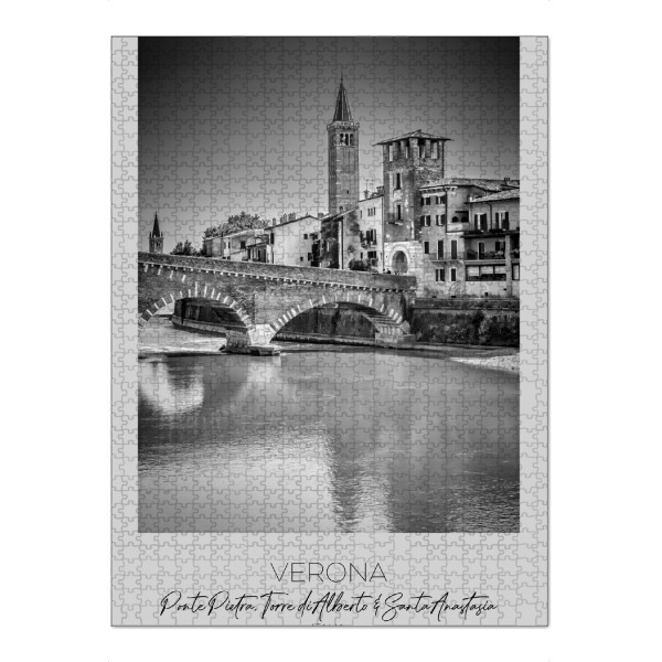 Puzzle Ravensburger "Im Fokus: VERONA Ponte Pietra" artboxONE - Schwarzweiß,Architektur,Städte / Weitere