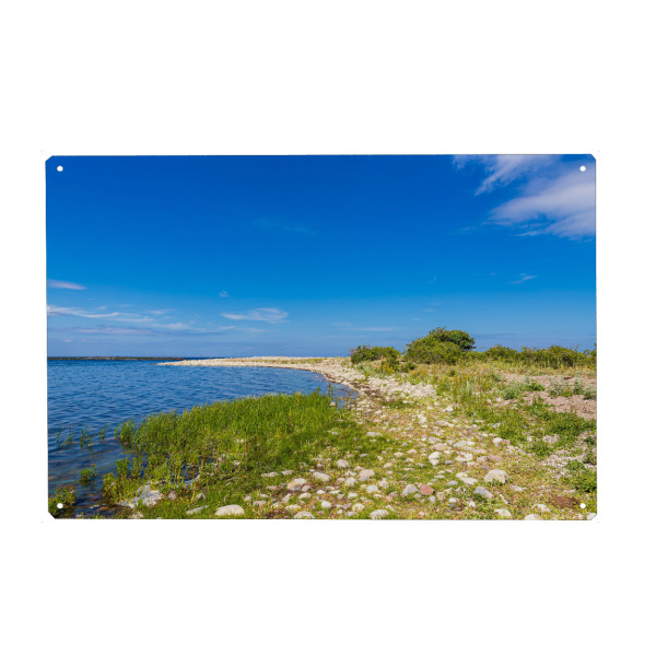 Holzbild "Gras, Küste, Himmel" artboxONE - Natur,Reise,Reise / Strand und Meer