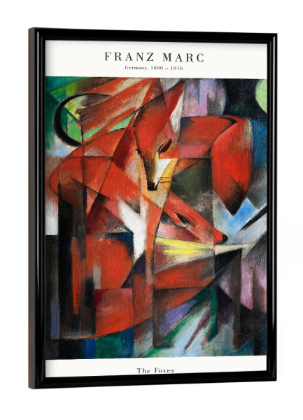 Poster mit schwarzem Rahmen "Marc - Die Füchse" artboxONE - Tiere,Abstrakt - Fuchs,Natur,Tier,Wald,Expressionismus,Marc,Kunst,Malerei,Gemälde