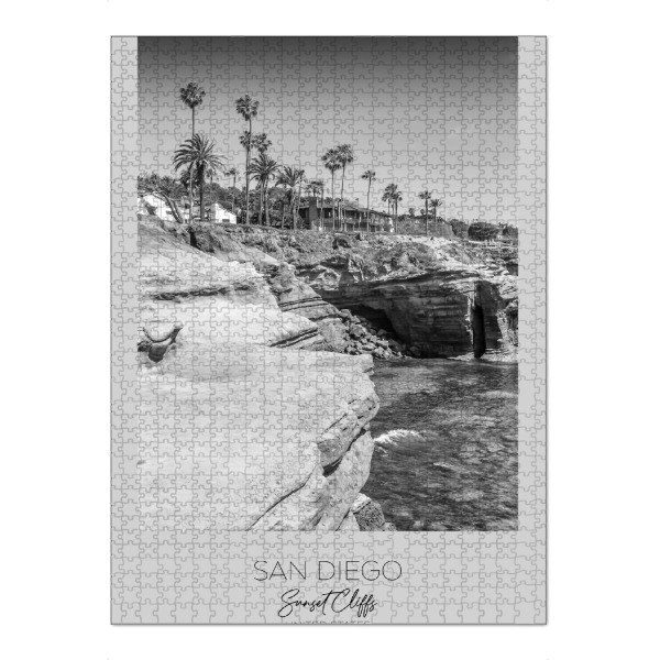Puzzle Ravensburger "Im Fokus: SAN DIEGO Sunset Cliffs" artboxONE - Schwarzweiß,Architektur,Städte / Weitere