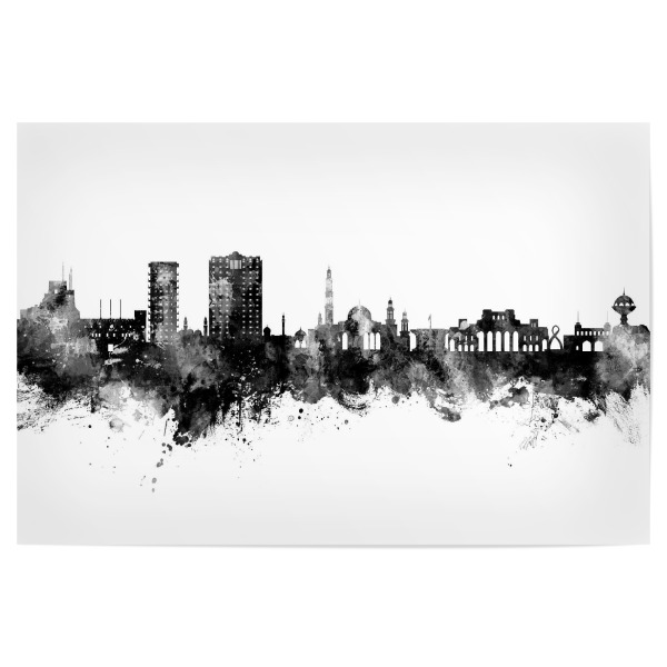 Poster 30x20 cm "Maskat Oman Skyline Schwarz" artboxONE - Städte - Muscat,Oman,Skyline,Stadtbild,Stadtbild,Aquarell,Malerei