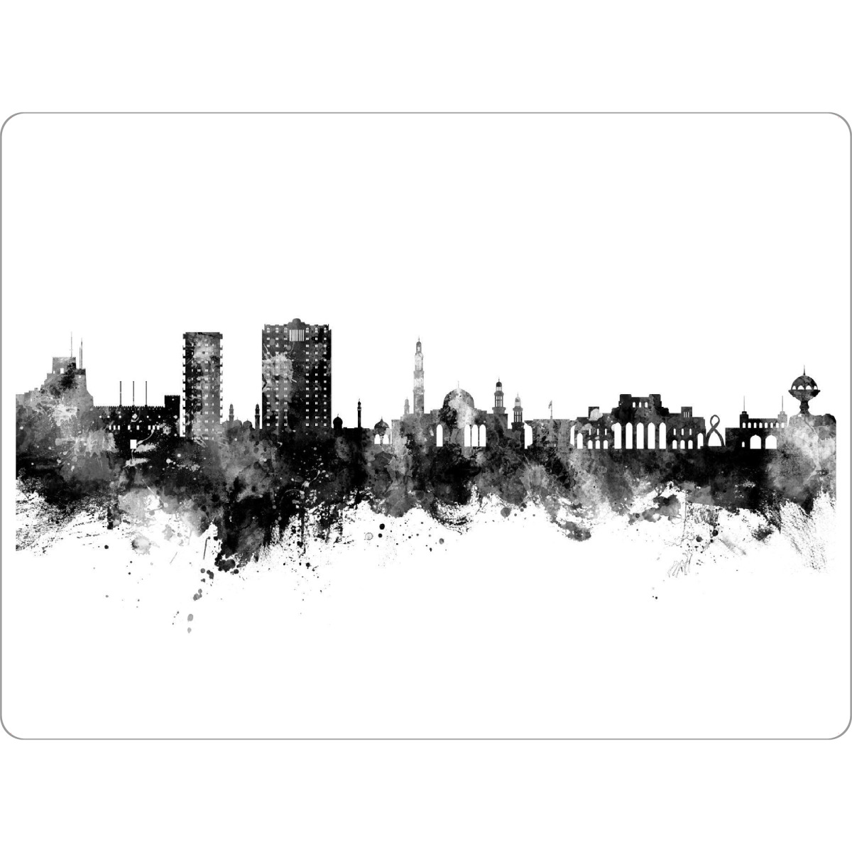 Tischset "Maskat Oman Skyline Schwarz" artboxONE - Städte - Muscat,Oman,Skyline,Stadtbild,Stadtbild,Aquarell,Malerei - Bild muscat