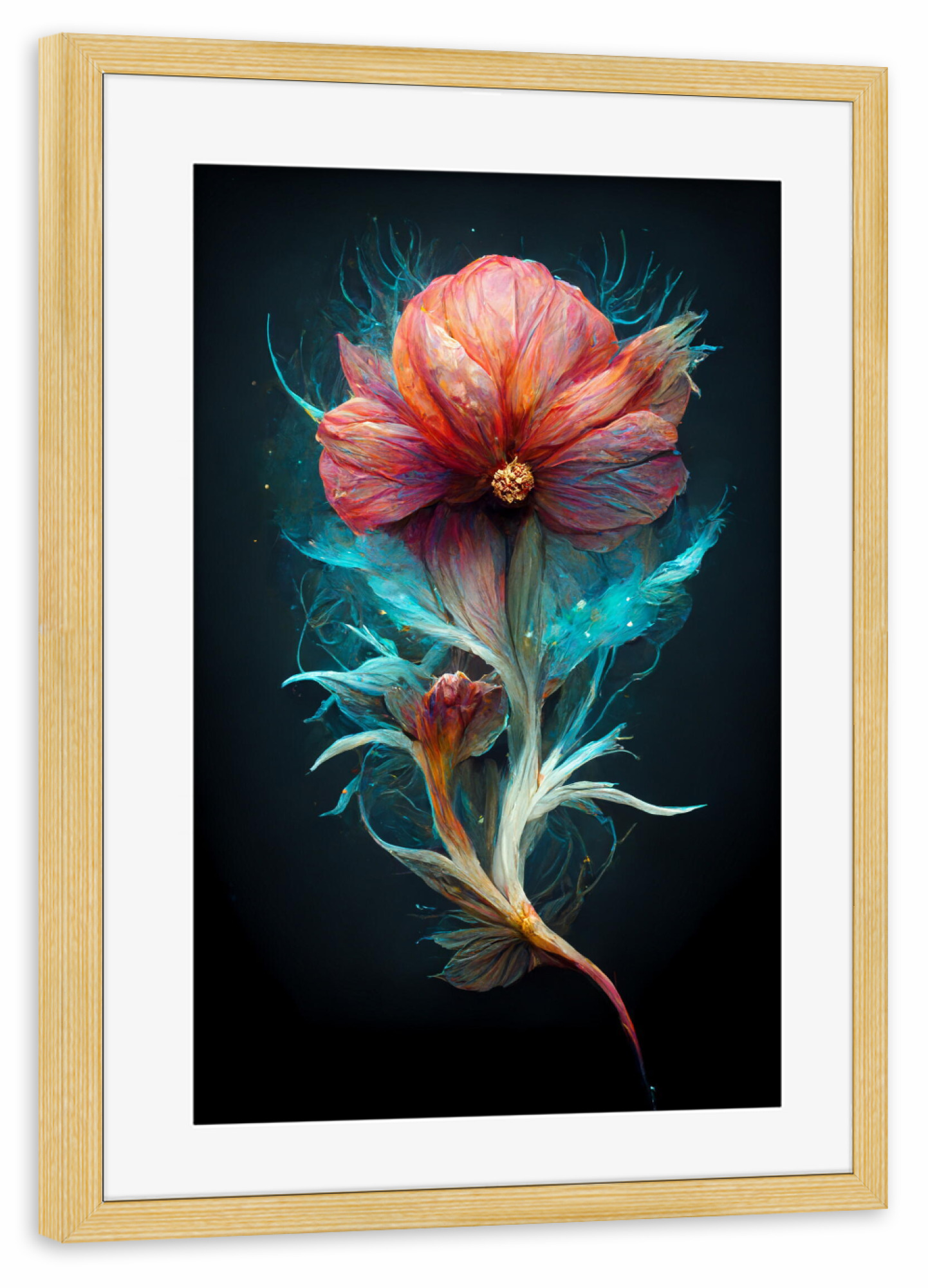 Poster mit Rahmen kiefer "Traum von einer Blume" artboxONE - Natur,Floral,Abstrakt,Fiktion,Für Mama