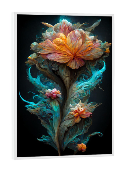 Poster mit weißem Rahmen "Funkelnde Fantasieblume" artboxONE - Natur,Floral,Abstrakt,Liebe,Weihnachten
