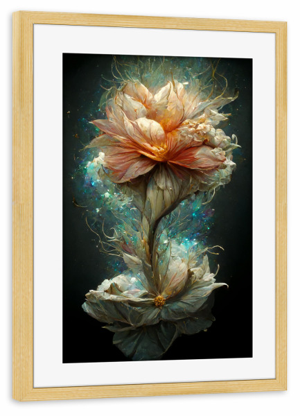 Poster mit Rahmen kiefer "Funkelnde Traumblume" artboxONE - Natur,Floral,Abstrakt,Weihnachten,Für Mama