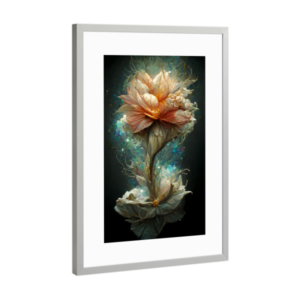 Poster mit Rahmen Silber "Funkelnde Traumblume" artboxONE - Natur,Floral,Abstrakt,Weihnachten,Für Mama