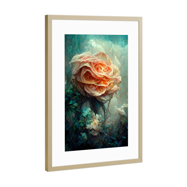 Poster mit Rahmen Gold "Stellen Sie sich eine Rose vor" artboxONE - Natur,Floral,Abstrakt