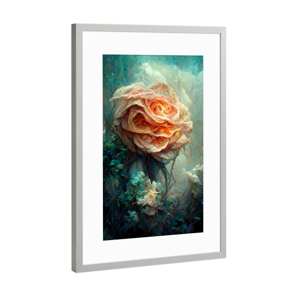 Poster mit Rahmen Silber "Stellen Sie sich eine Rose vor" artboxONE - Natur,Floral,Abstrakt