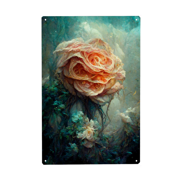 Metall Poster "Stellen Sie sich eine Rose vor" artboxONE - Natur,Floral,Abstrakt