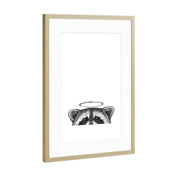 Poster mit Rahmen Gold "Kleiner Engel" artboxONE - Tiere,Lustig