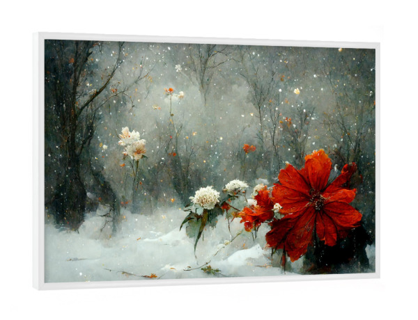Poster mit weißem Rahmen "Fantasielandschaft mit Schnee" artboxONE - Natur,Floral,Weihnachten