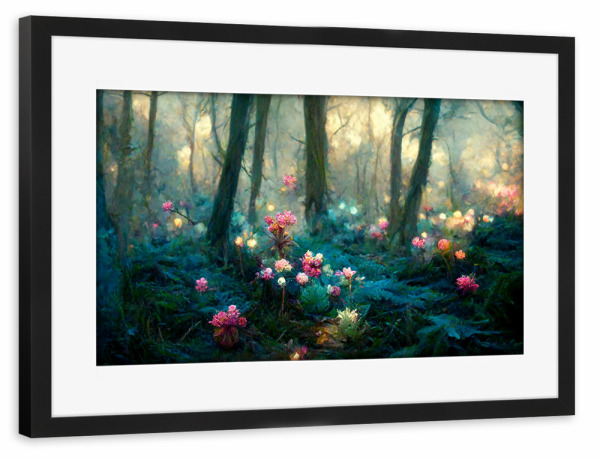 Poster mit Rahmen schwarz "Waldstimmung" artboxONE - Natur,Floral,Abstrakt